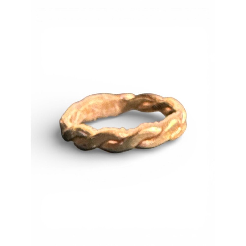Handcrafted Braided Gold Tone Band Ring - Elegant Twisted Design Minimalist Jewe